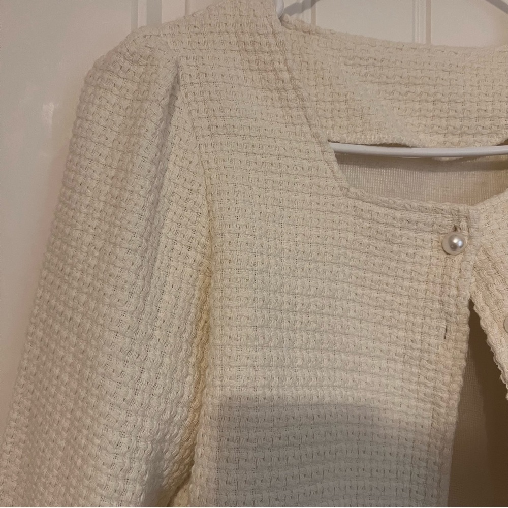 Elegant Cream Textured Women's Jacket